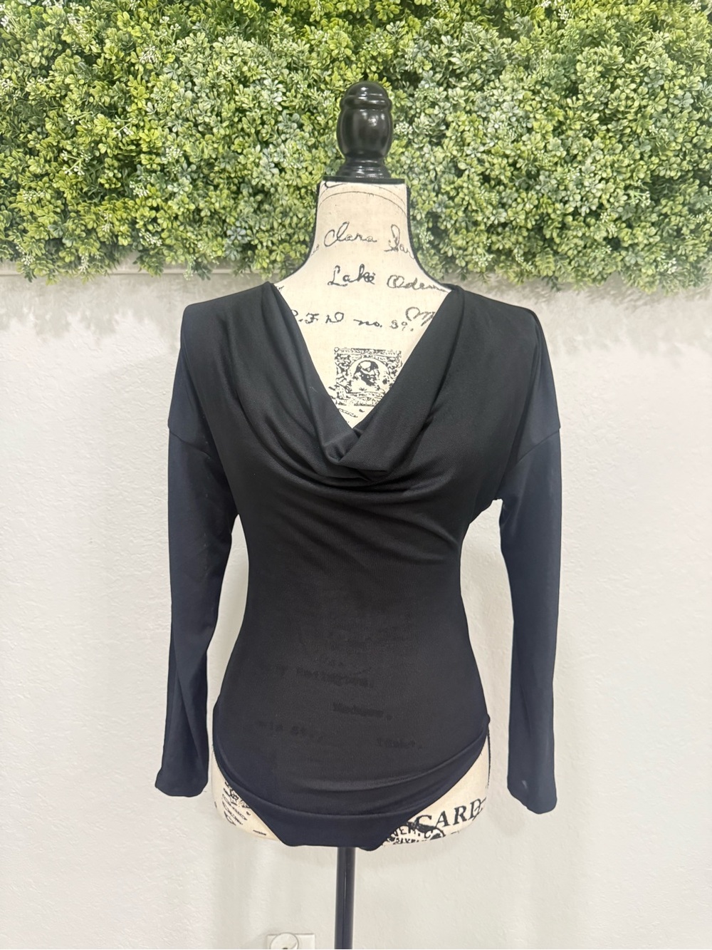 Zara Black Cowl Neck Long Sleeve Bodysuit Size S